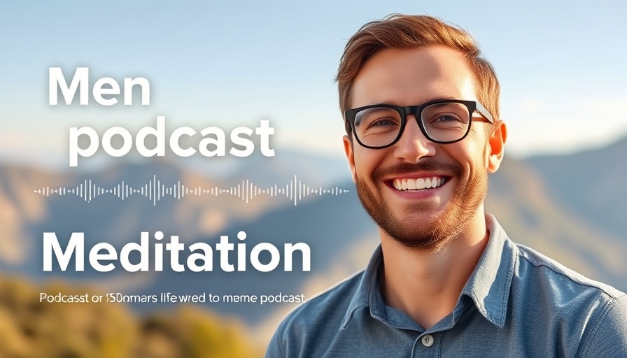 Podcast promo for guided meditation for kids with smiling man.