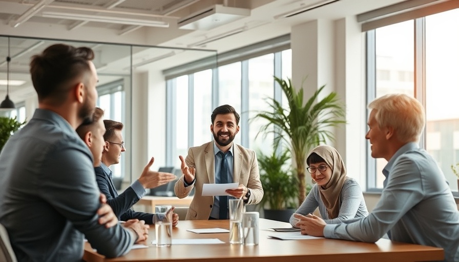 Professional leading a training session in a modern office.
