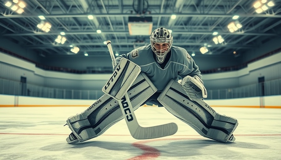 Young goalie on ice rink, poised for save, 2025 NHL Draft goalies.