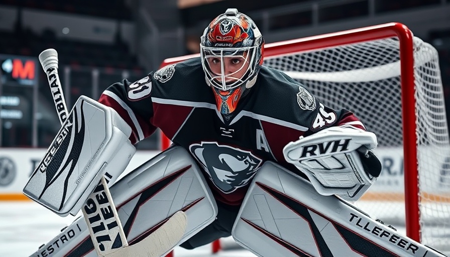 Goalie demonstrates proper RVH technique to stop zigzagging in hockey.