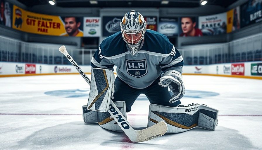 Ice hockey goalie performing RVH scan and hinge in practice.