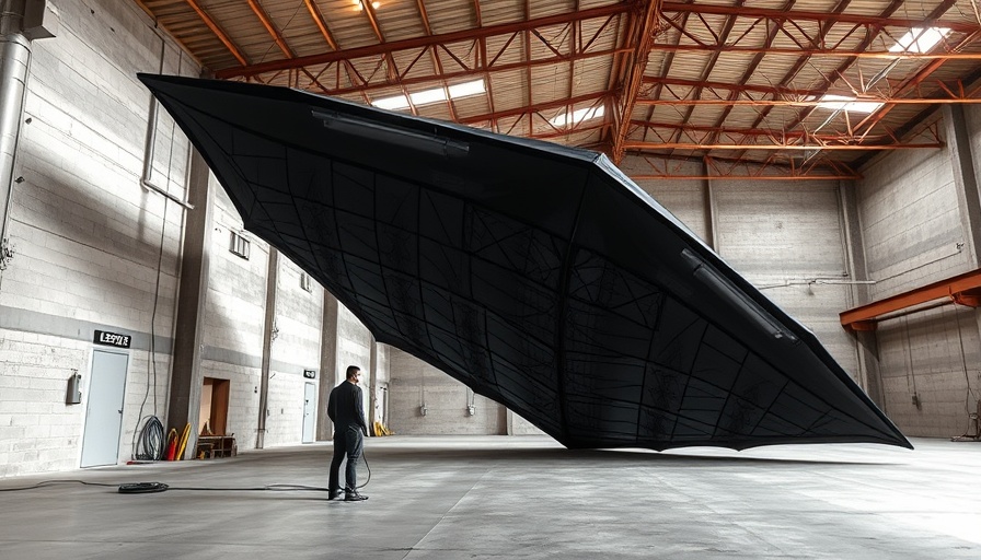 Large airborne wind energy kite indoors, revolutionary energy design.