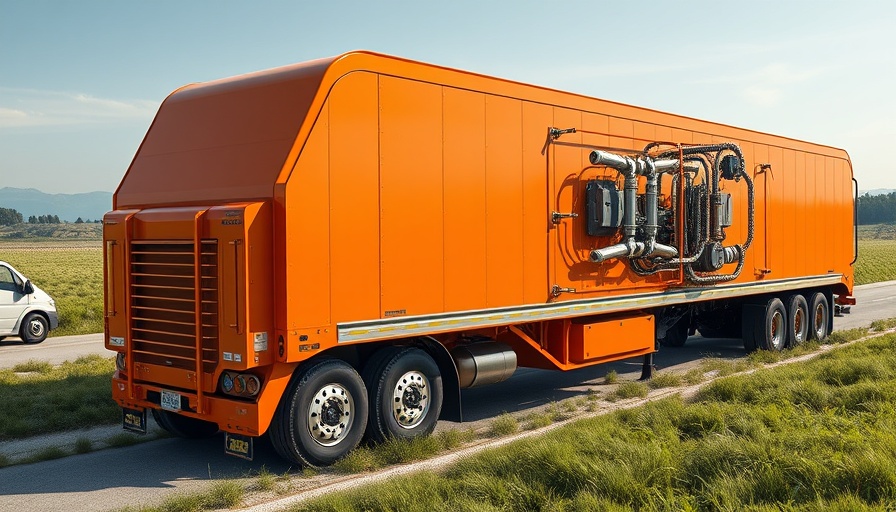 Modern orange truck trailer displaying innovative truck technologies.