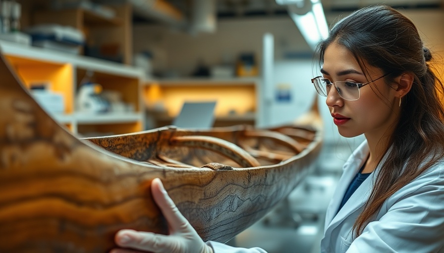 Researcher analyzes wooden canoe from Hurricane Ian mystery in lab.