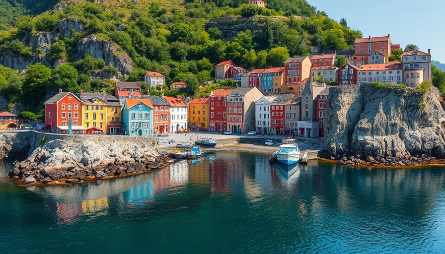 Beautiful Swedish village with boats in harbor for Sweden travel program.