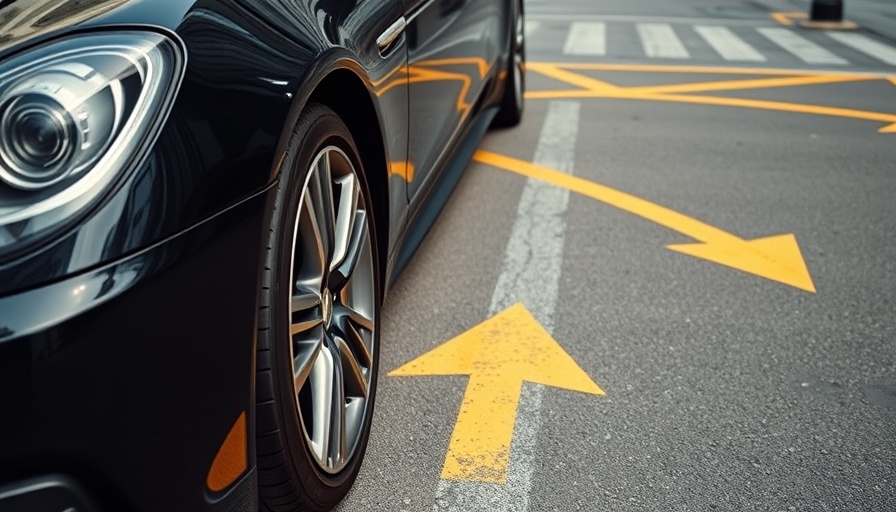 Luxury car near confusing pavement markings in French Quarter