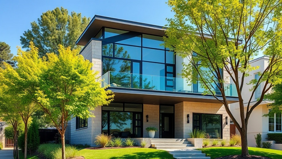 Raleigh Dream Home features modern architecture with glass facade.