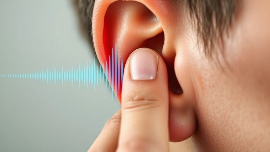 Close-up of an ear with soundwaves, highlighting hearing protection tips.