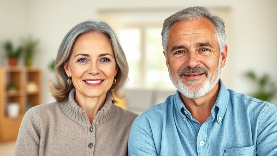 Mature couple in an indoor setting promoting healthy eating for seniors with vibrant colors.