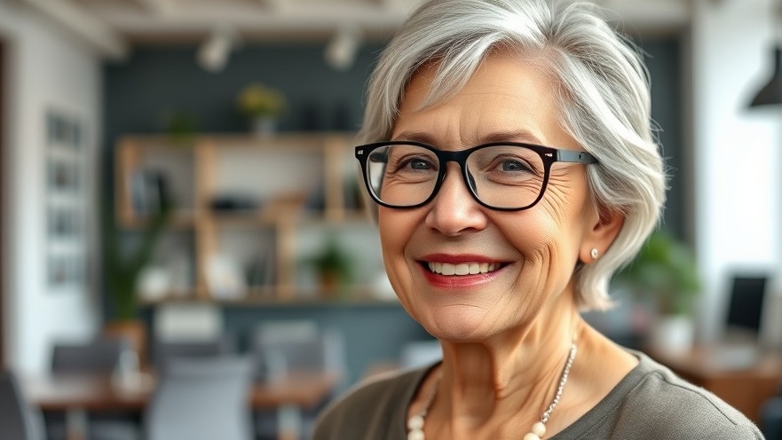 Mature woman conveying financial confidence during retirement transition.