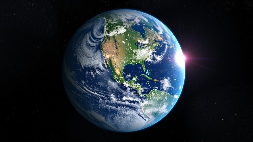 Planet Earth from space showcasing smart devices for energy savings and eco-friendly living.