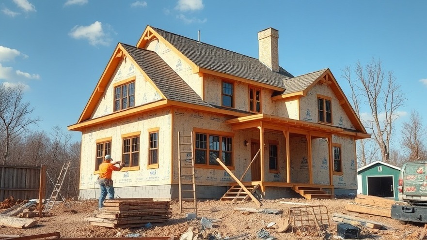 Home construction showcasing smart home systems with sustainable building materials.