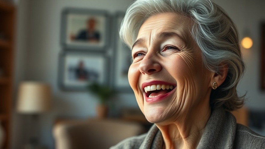 Confident older woman joyfully sharing daily habits for happiness after 50.