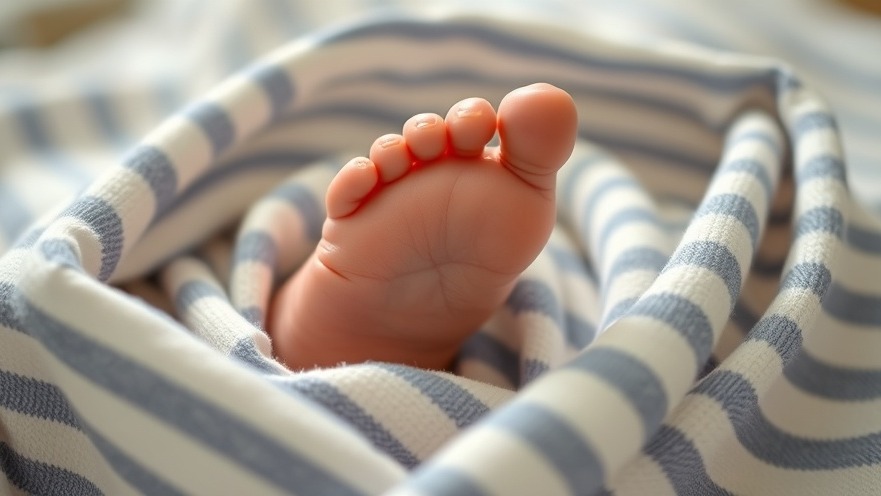 Close-up of newborn foot in a soft blanket, reflecting Louisiana parenting and family planning.