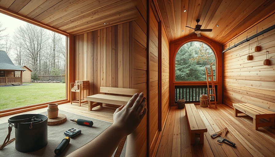 Creative collage illustrating DIY sauna construction elements.