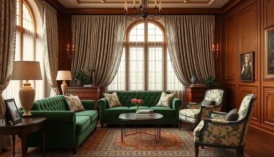 Elegant 1920s-inspired living room in a penthouse with vintage decor.