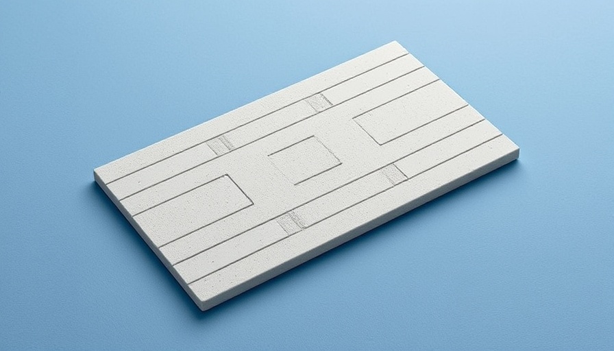 Minimalist Dorai stone bath mat on blue surface.