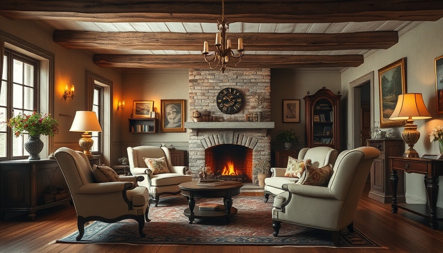 Vintage-style living room with cozy armchairs and rustic charm.