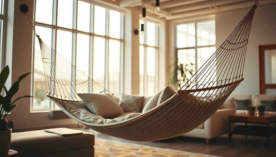 Luxurious indoor hammock setup for lounging in modern living space.
