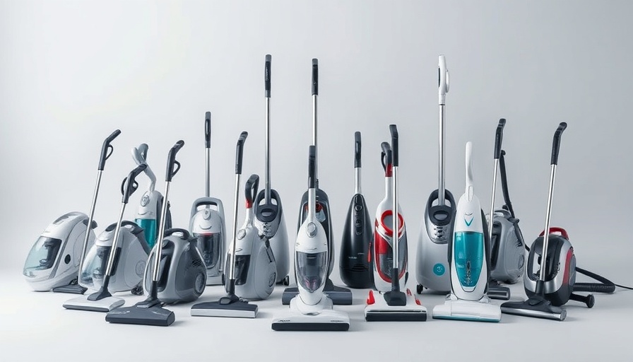 Variety of best steam cleaners artistically arranged against gradient background.