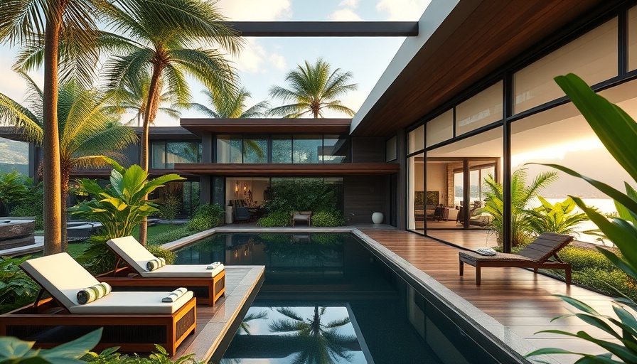 Indoor-Outdoor Hawaii retreat with modern architecture and lush greenery.