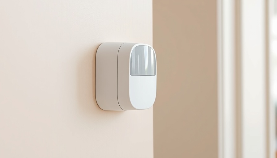 White presence detection sensor on wall for technology context.