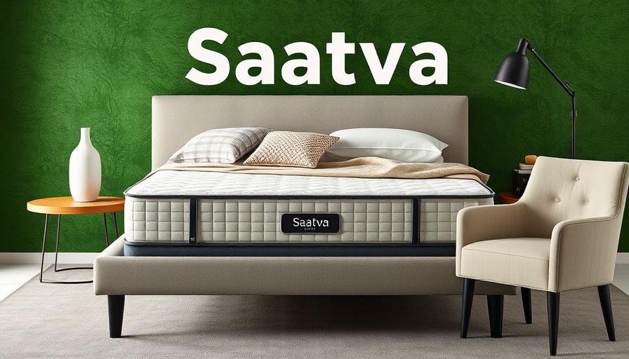 Modern furniture and Saatva mattress display for best Saatva mattress sale.