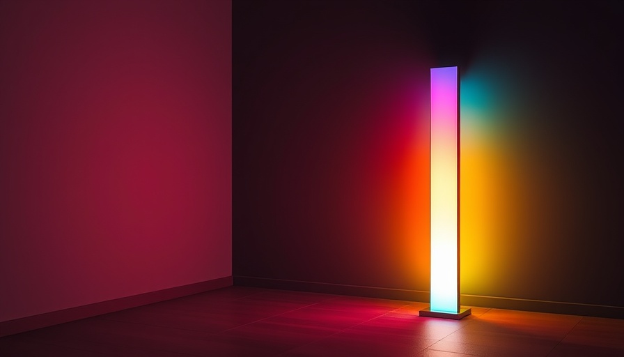 Modern smart floor lamp with vibrant glow, Smart Light Ideas for Your Home in 2025.