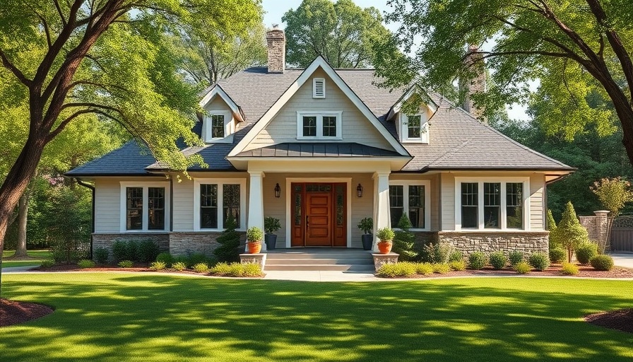 Modern craftsman home in Fort Wayne with lush green surroundings.