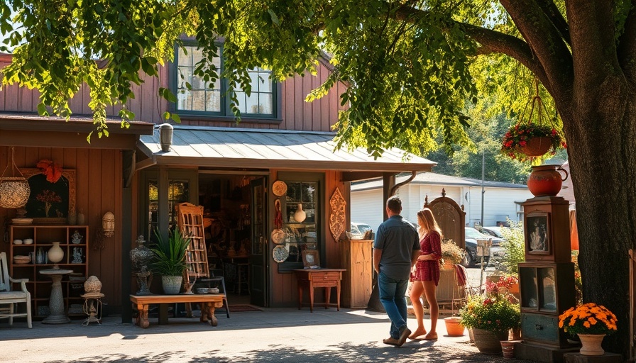 Charming antique shop in Braselton with people browsing outdoors.