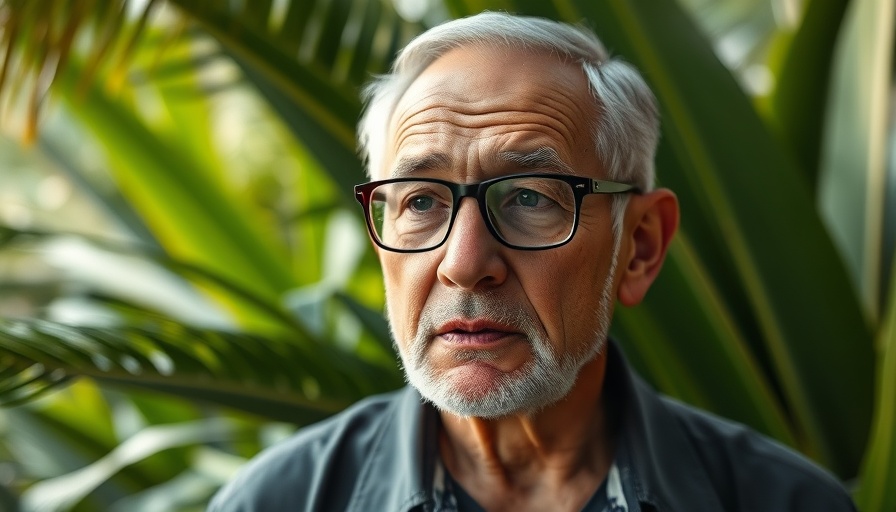 Concerned older man highlighting urgency on health threats of loneliness after 65.