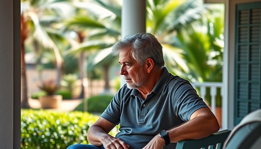 Mature couple reflecting on habits retirees must break in a tropical garden.