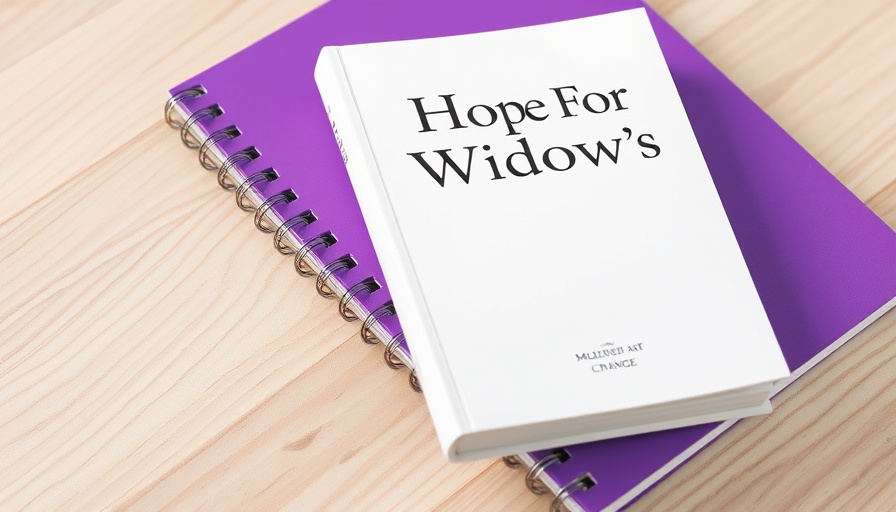 Book 'Hope For Widows' on purple notebook, reflection on grief.