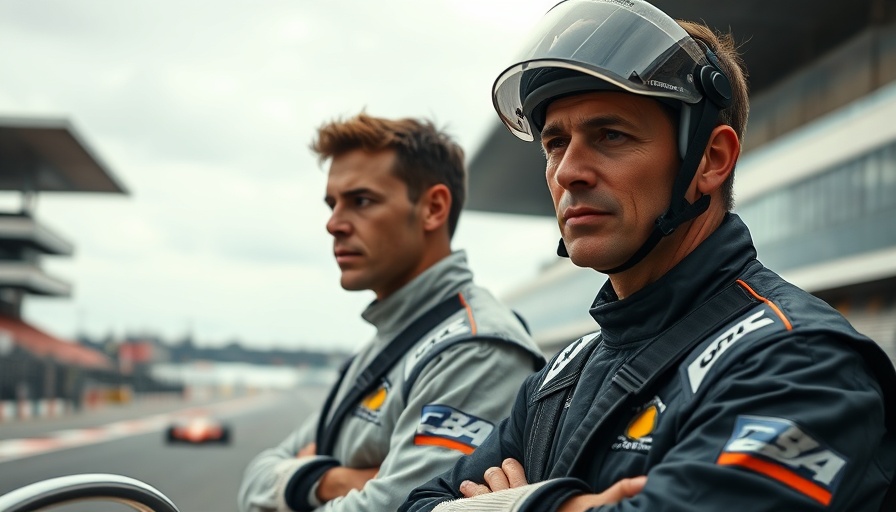 Race car drivers from a Formula One and Brad Pitt movie scene.