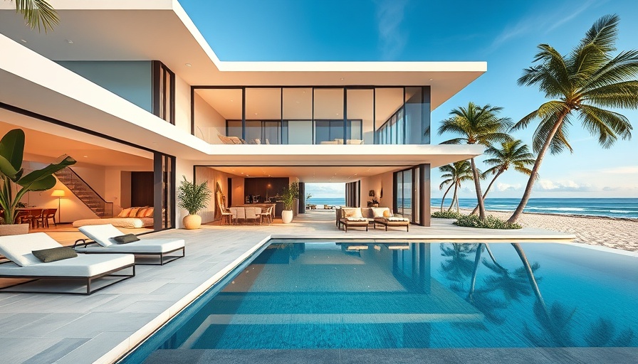 Modern beach house Airbnb with pool and minimalist design, tropical vibe.