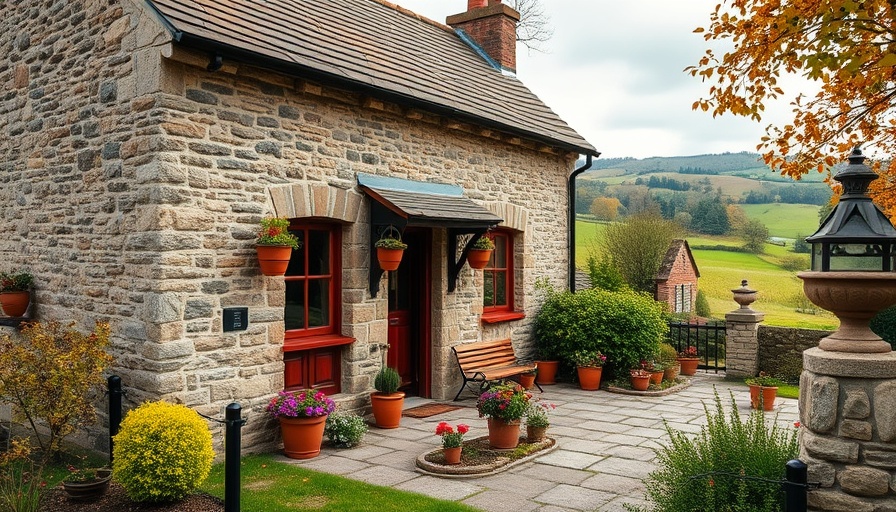Charming small garden ideas by stone cottage