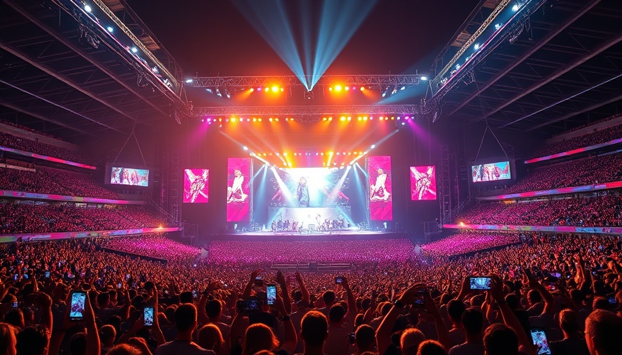 Beyoncé Cowboy Carter Tour concert stadium scene with vibrant lights.