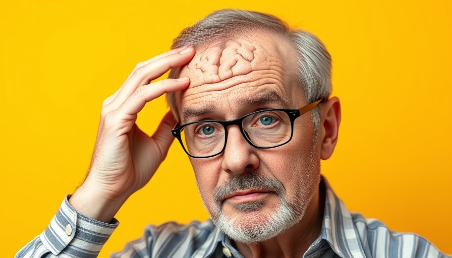 Brain test for early dementia concept with concerned man.