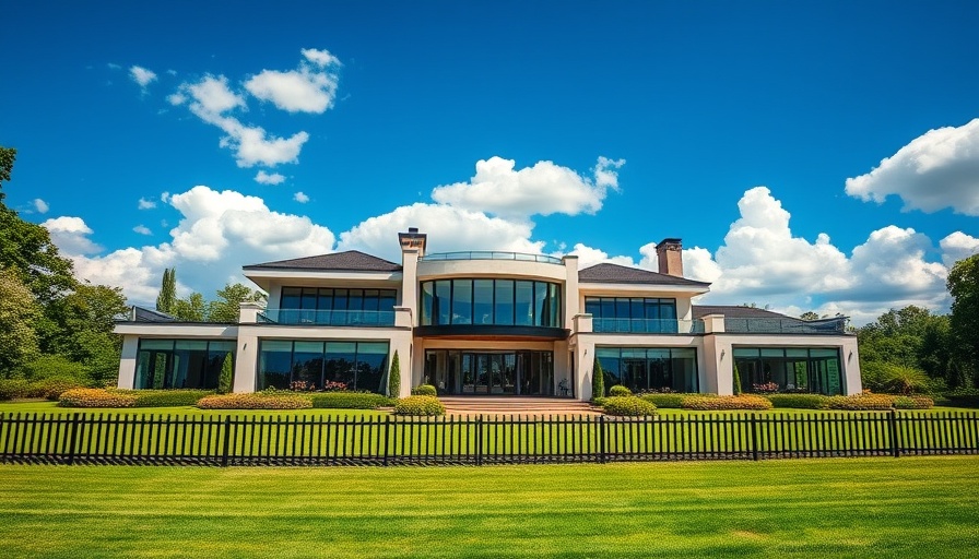 Modern Boise Parade of Homes Mansion with garden and sky.