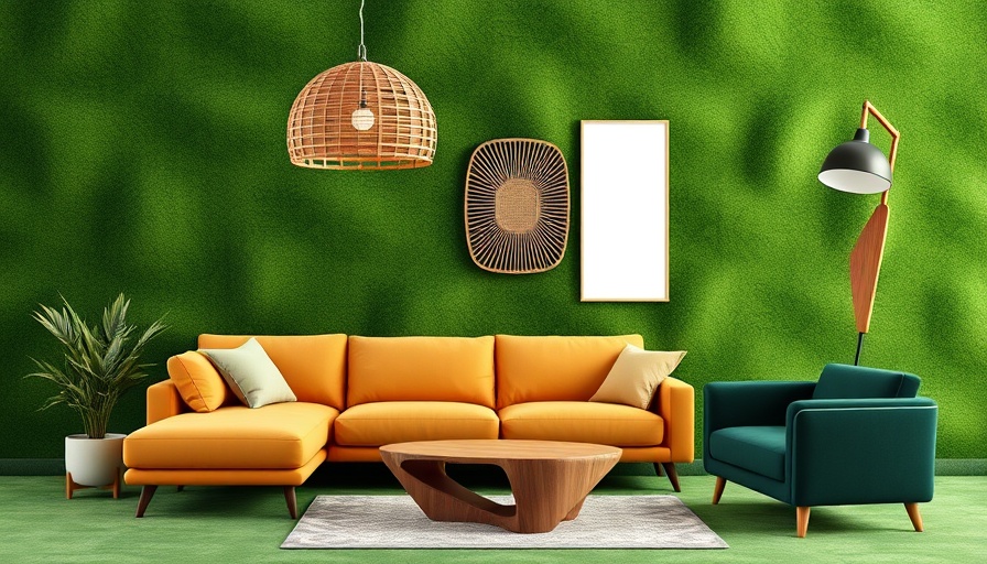 Modern furniture for Memorial Day sales; sofas, lamp, chair, table.