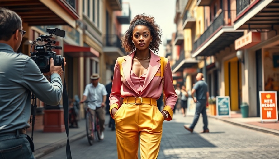 Woman on New Orleans street during film production, home design New Orleans.