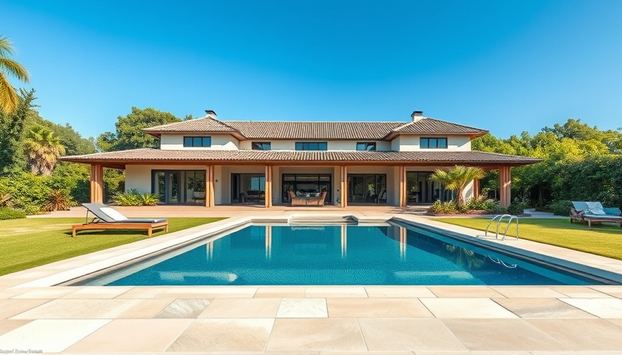 Modern home design with pool and garden