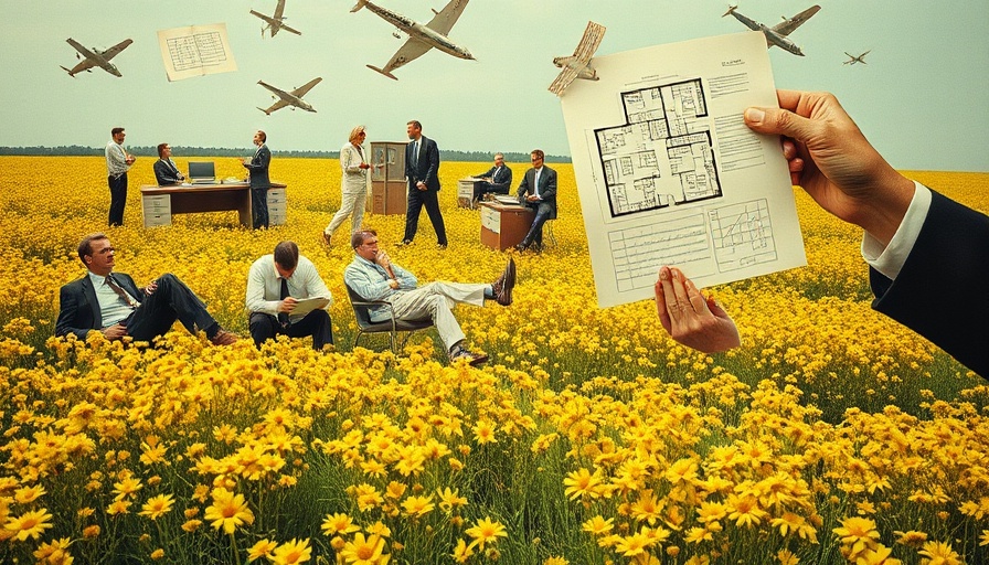 Creative collage depicting job interview tips in a surreal landscape.