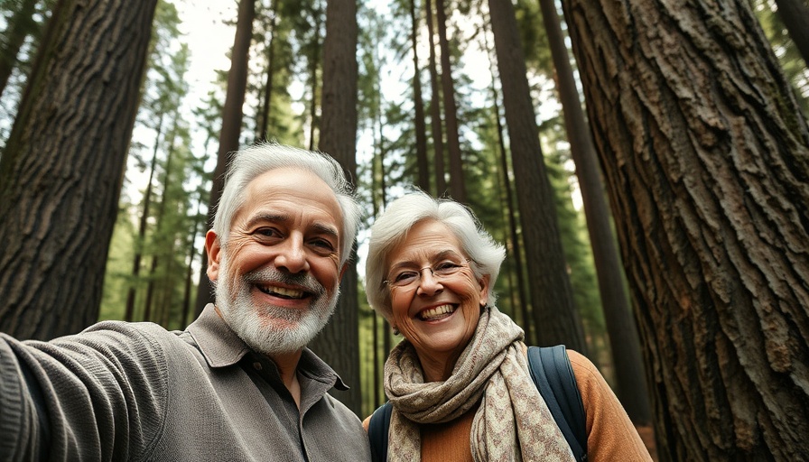 Elderly couple enjoying nature, capturing a happy outdoor moment.