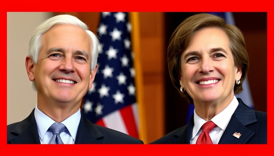Politicians in formal portraits with red border.