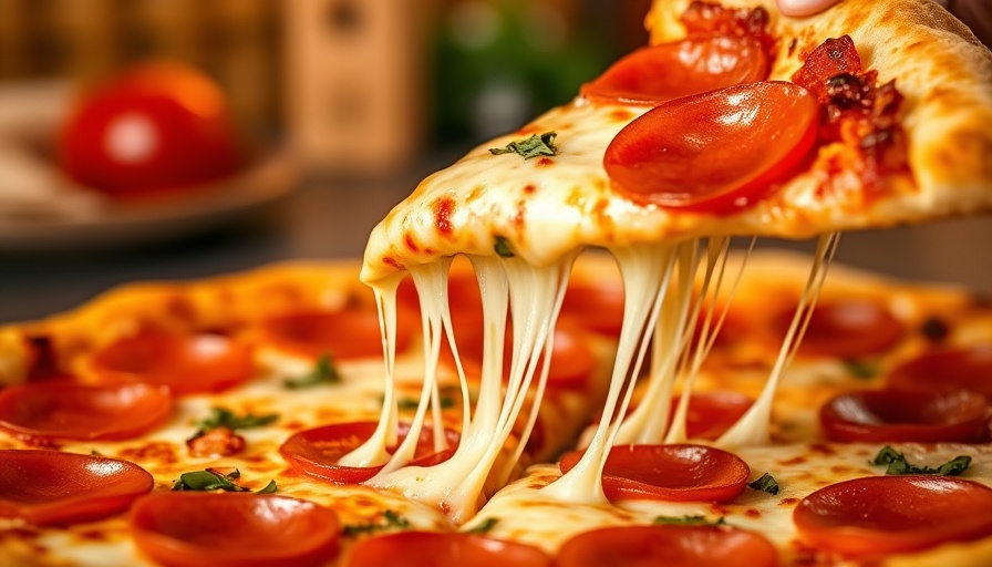 Pepperoni pizza slice with cheese stretch, ideal travel snack.