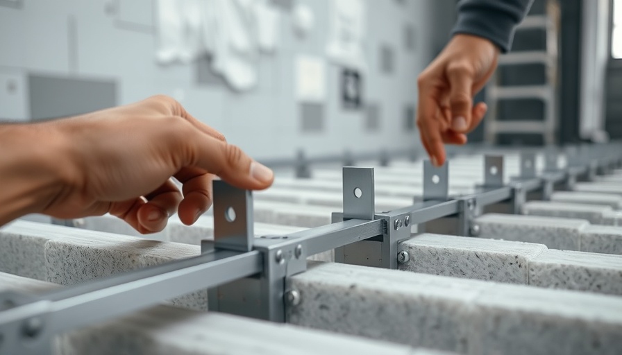 Modern construction technologies with metallic supports on expanding foam.