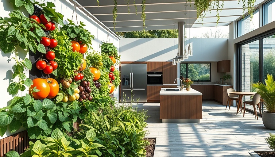 2025 Edible Gardening Trends: Modern vertical garden and outdoor patio.
