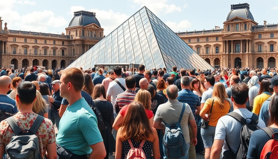 Tourists lining up outside the Louvre during closure announcement.
