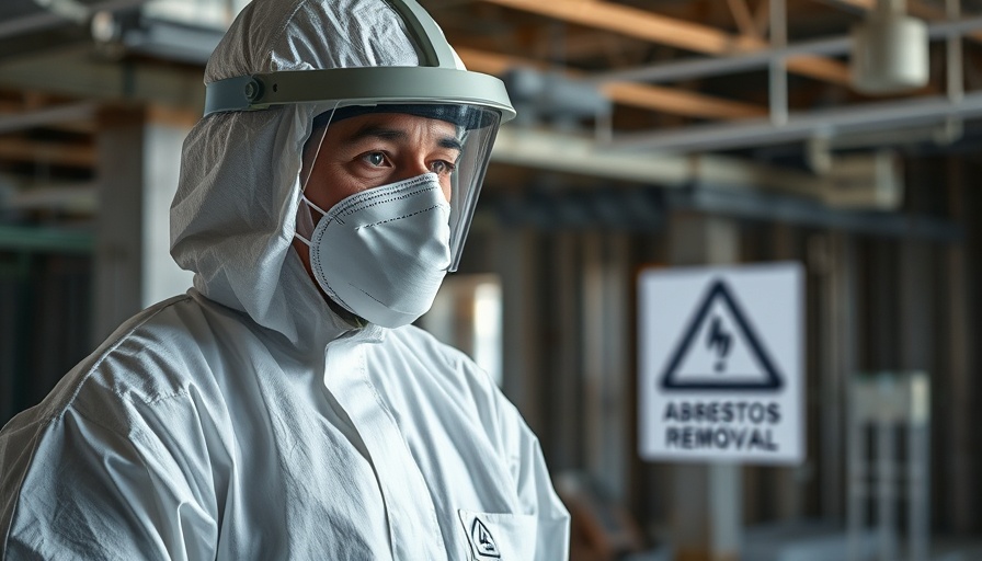 Person in protective gear at asbestos warning site, EPA asbestos ban for seniors
